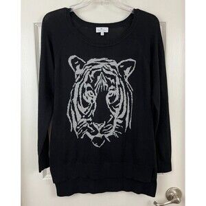 BLUE MOTION -  Black & White Long Sleeve Animal TIGER Tunic Sweater Small 36/38